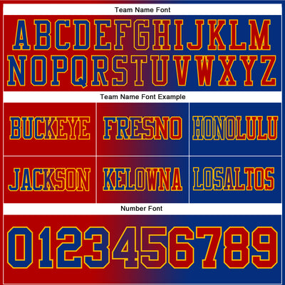 Custom Royal Red-Gold Authentic Gradient Fashion Football Jersey