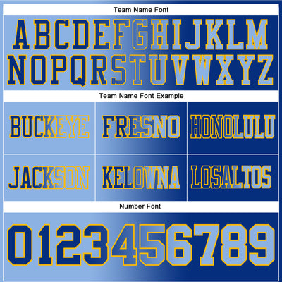 Custom Royal Light Blue-Gold Authentic Gradient Fashion Football Jersey