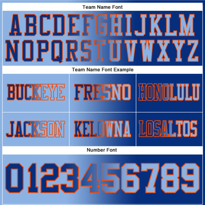 Custom Royal Light Blue-Orange Authentic Gradient Fashion Football Jersey