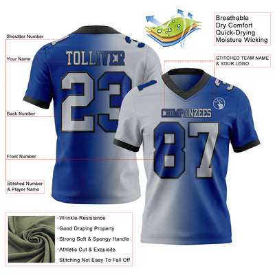 Custom Royal Gray-Black Authentic Gradient Fashion Football Jersey