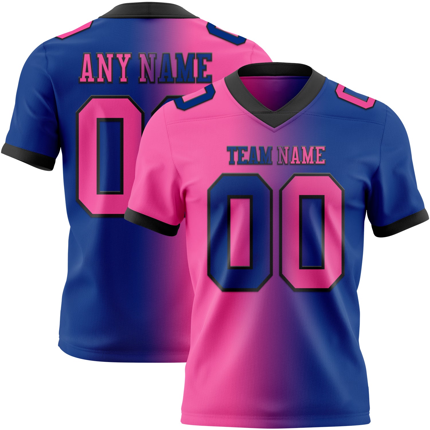 Custom Royal Pink-Black Authentic Gradient Fashion Football Jersey