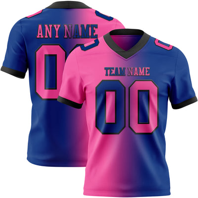 Custom Royal Pink-Black Authentic Gradient Fashion Football Jersey