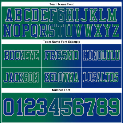 Custom Royal Kelly Green-Gray Authentic Gradient Fashion Football Jersey