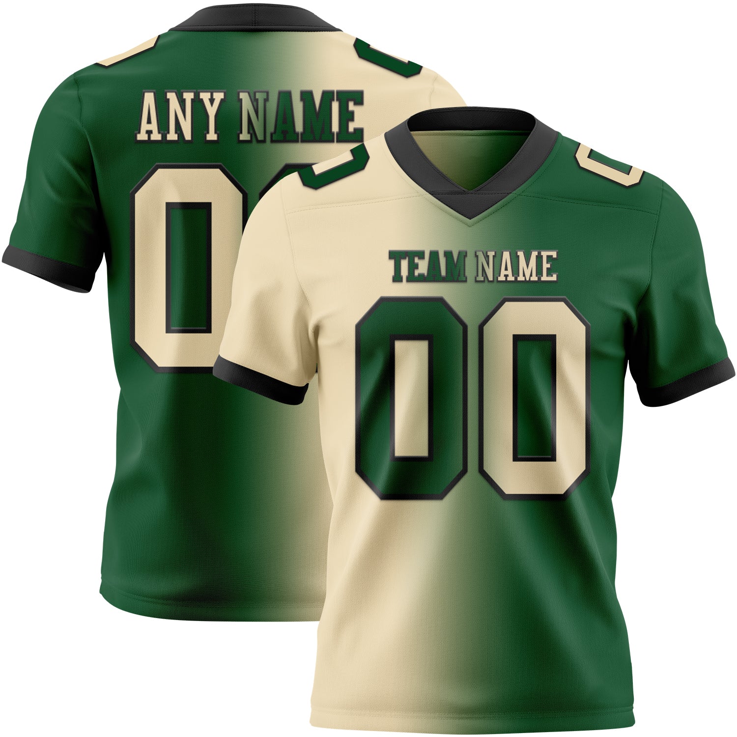 Custom Green Cream-Black Authentic Gradient Fashion Football Jersey