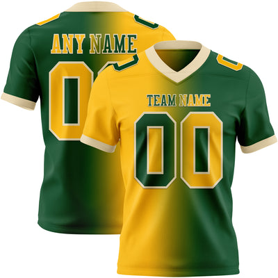 Custom Green Gold-Cream Authentic Gradient Fashion Football Jersey