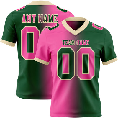 Custom Green Pink-Cream Authentic Gradient Fashion Football Jersey