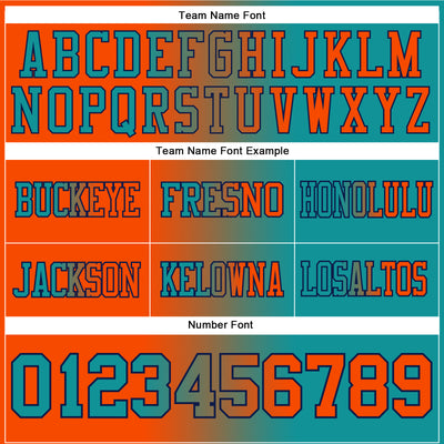 Custom Teal Orange-Navy Authentic Gradient Fashion Football Jersey