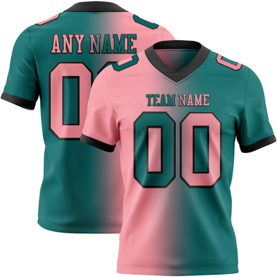 Custom Teal Medium Pink-Black Authentic Gradient Fashion Football Jersey