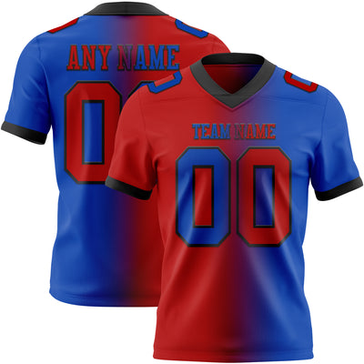 Custom Thunder Blue Red-Black Authentic Gradient Fashion Football Jersey