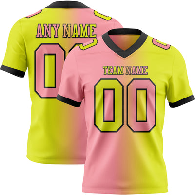 Custom Neon Yellow Medium Pink-Black Authentic Gradient Fashion Football Jersey