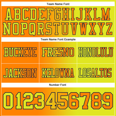 Custom Neon Yellow Bay Orange-Navy Authentic Gradient Fashion Football Jersey