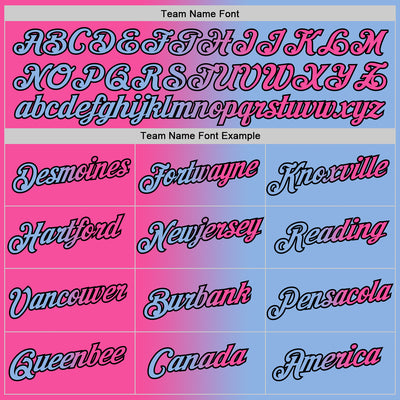 Custom Light Blue Pink-Black Gradient Fashion Performance T-Shirt