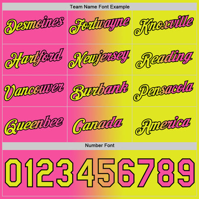 Custom Neon Yellow Pink-Black Gradient Fashion Performance T-Shirt