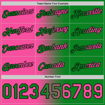 Custom Grass Green Pink-Black Gradient Fashion Performance T-Shirt