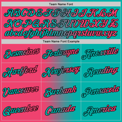 Custom Aqua Neon Pink-Black Gradient Fashion Performance T-Shirt