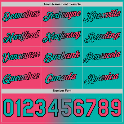 Custom Aqua Neon Pink-Black Gradient Fashion Performance T-Shirt