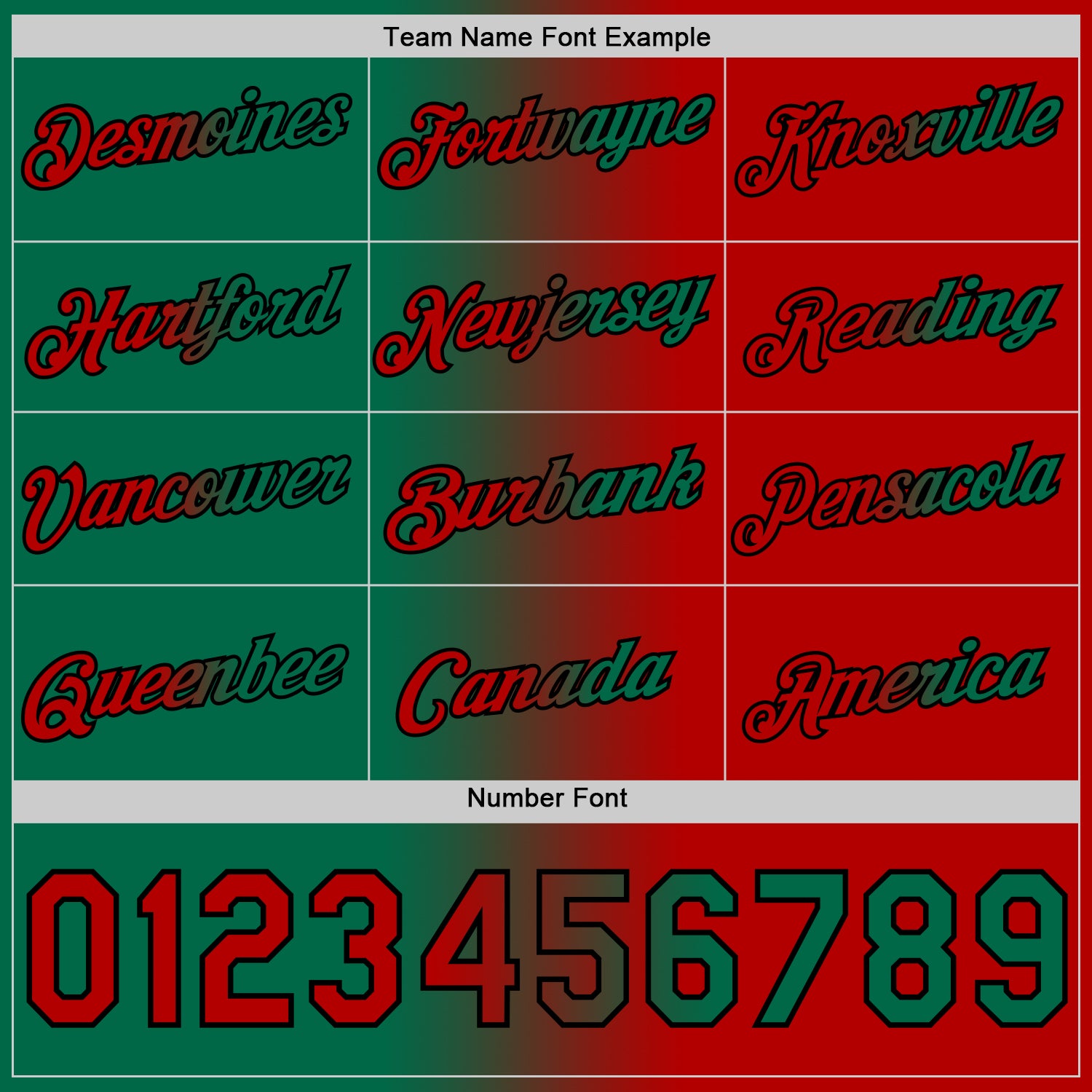 Custom Red Kelly Green-Black Gradient Fashion Performance T-Shirt