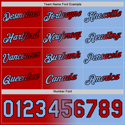 Custom Light Blue Red-Black Gradient Fashion Performance T-Shirt