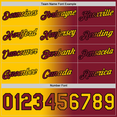 Custom Crimson Yellow-Black Gradient Fashion Performance T-Shirt