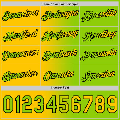 Custom Neon Green Yellow-Black Gradient Fashion Performance T-Shirt
