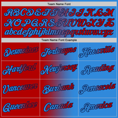 Custom Powder Blue Red-Navy Gradient Fashion Performance T-Shirt