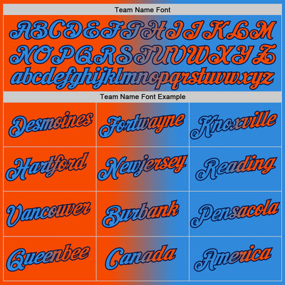Custom Powder Blue Orange-Navy Gradient Fashion Performance T-Shirt