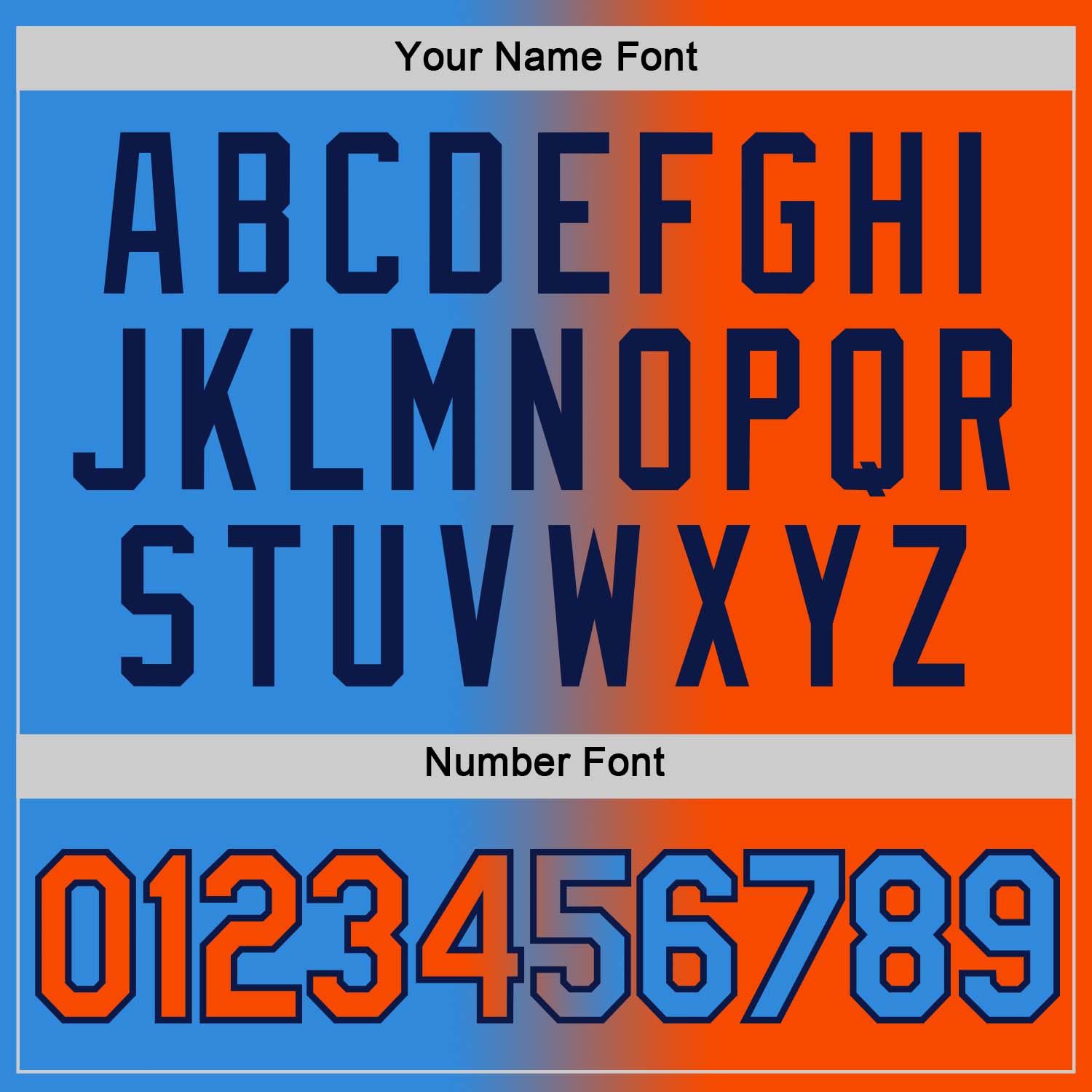 Custom Powder Blue Orange-Navy Gradient Fashion Performance T-Shirt