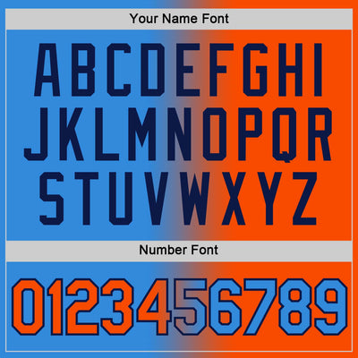 Custom Powder Blue Orange-Navy Gradient Fashion Performance T-Shirt