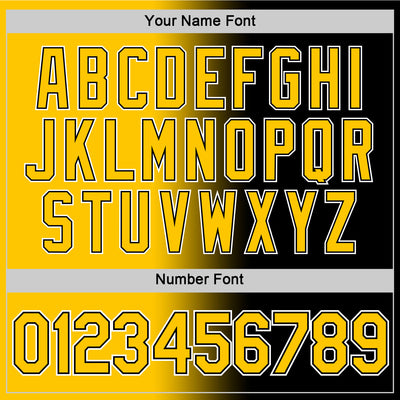 Custom Black Yellow-White Gradient Fashion Performance T-Shirt