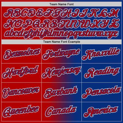 Custom Royal Red-White Gradient Fashion Performance T-Shirt