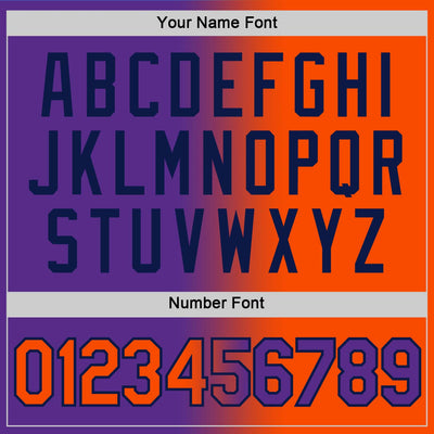 Custom Purple Orange-Navy Gradient Fashion Performance T-Shirt