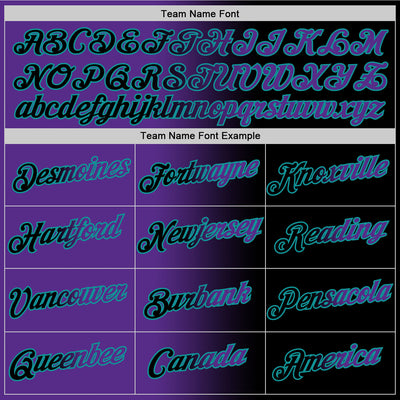 Custom Black Purple-Teal Gradient Fashion Performance T-Shirt