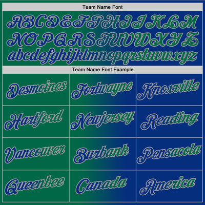 Custom Royal Kelly Green-Gray Gradient Fashion Performance T-Shirt