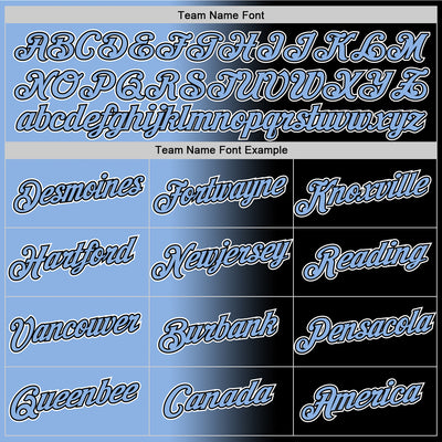 Custom Black Light Blue-White Gradient Fashion Performance T-Shirt