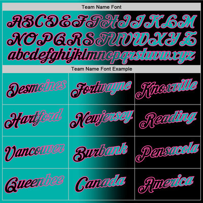 Custom Black Aqua-Pink Gradient Fashion Performance T-Shirt