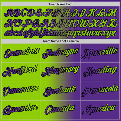 Custom Purple Neon Green-Black Gradient Fashion Performance T-Shirt