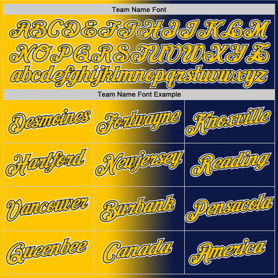Custom Navy Yellow-White Gradient Fashion Performance T-Shirt