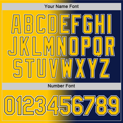 Custom Navy Yellow-White Gradient Fashion Performance T-Shirt