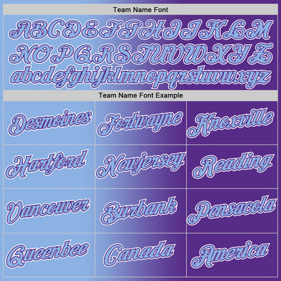 Custom Purple Light Blue-White Gradient Fashion Performance T-Shirt