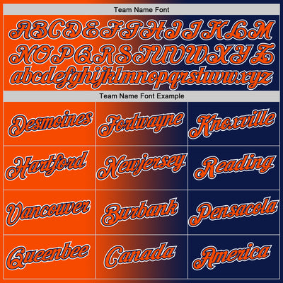 Custom Navy Orange-White Gradient Fashion Performance T-Shirt
