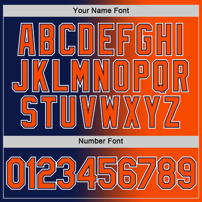 Custom Navy Orange-White Gradient Fashion Performance T-Shirt