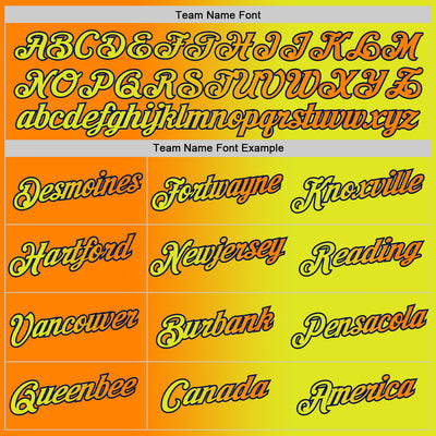 Custom Neon Yellow Bay Orange-Navy Gradient Fashion Performance T-Shirt