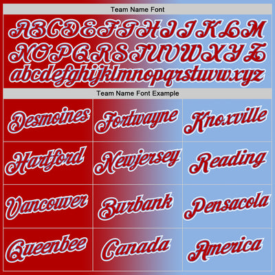 Custom Light Blue Red-White Gradient Fashion Performance T-Shirt