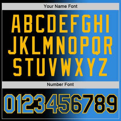 Custom Black Powder Blue-Gold Gradient Fashion Performance T-Shirt