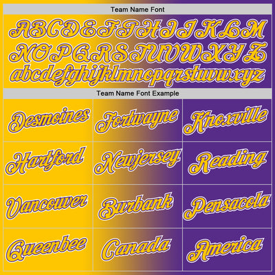 Custom Purple Yellow-White Gradient Fashion Performance T-Shirt