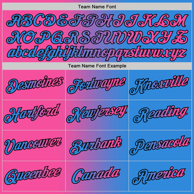 Custom Powder Blue Pink-Black Gradient Fashion Performance T-Shirt