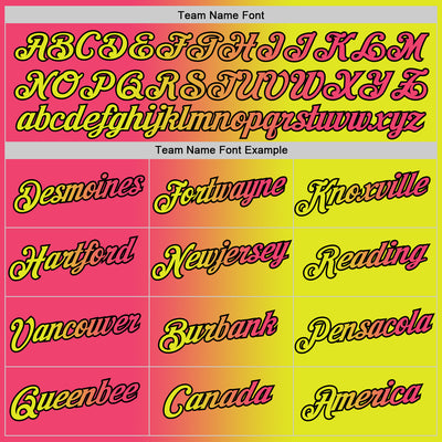 Custom Neon Yellow Neon Pink-Black Gradient Fashion Performance T-Shirt