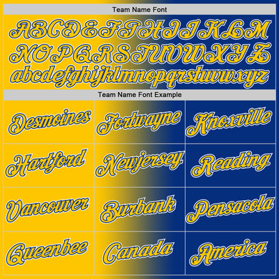 Custom Royal Yellow-White Gradient Fashion Performance T-Shirt