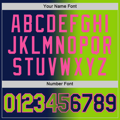 Custom Navy Neon Green-Pink Gradient Fashion Performance T-Shirt