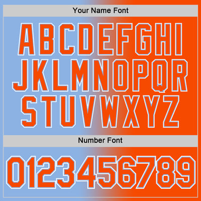 Custom Light Blue Orange-White Gradient Fashion Performance T-Shirt